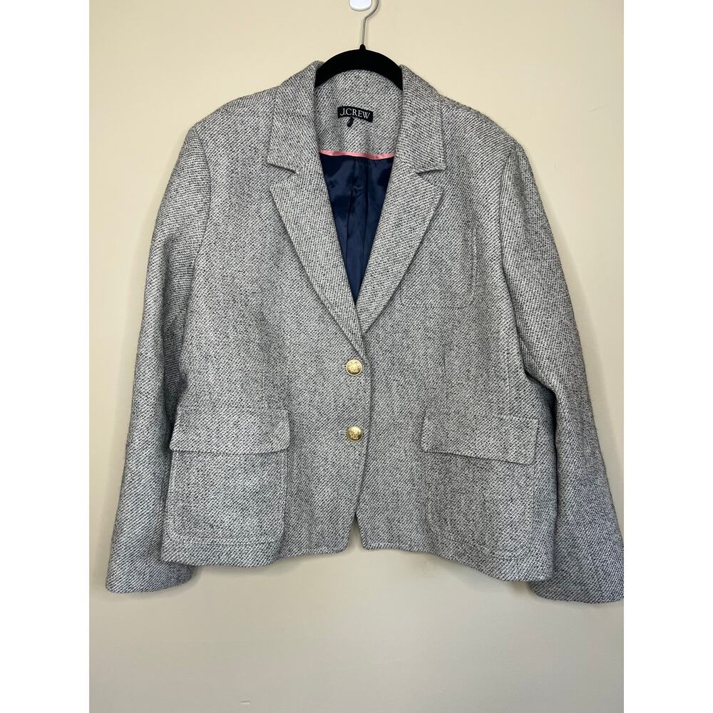 J. Crew Gray Tweed Blazer with Navy Lining